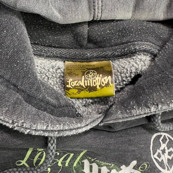 Local Motion Cutoff Hoodie Men's XL Gray Distressed Sleeveless Surf Sweatshirt - Picture 4 of 7